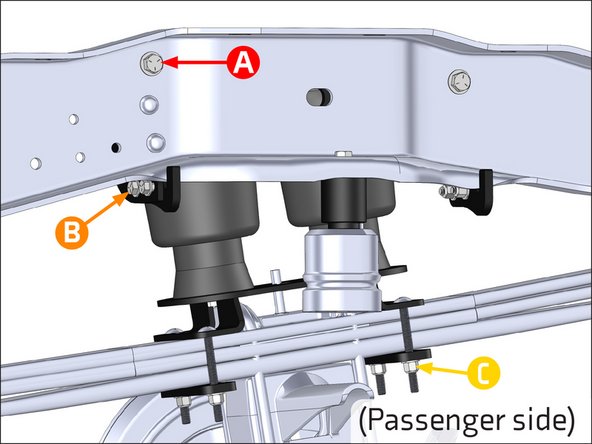 B: Torque the frame hook 3/8" hardware to 44 FT. LB.
