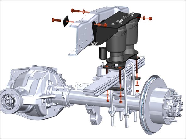 Use the supplied 1/2" carriage bolt with rectangle washer &amp; bolt lead wire, and one of the 1/2" bolts to attach the upper bracket to the outside of the frame, or hitch, through the factory mounting holes.
