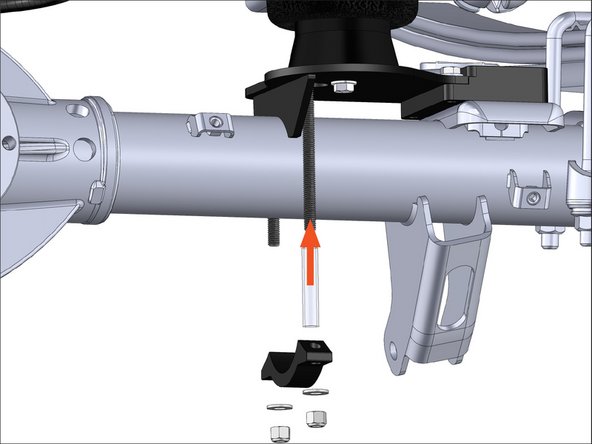 Mount the lower bracket to the bump stop pad first using supplied 1/4&quot; hardware. Snug all 4 bolts.