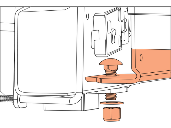 If using with an aftermarket 5th wheel bracket, install the carriage bolt WITHOUT the carriage bolt washer and instead through both the 5th wheel bracket and the upper bracket.