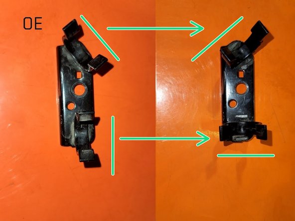 Remove plastic clips from bracket and rotate each 90 degrees as shown