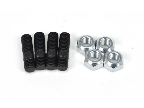 The provided M10 studs have a short thread section and a long threaded section