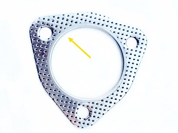 Locate a provided &quot;tri-bolt&quot; gasket for front-pipe to mid pipe installation