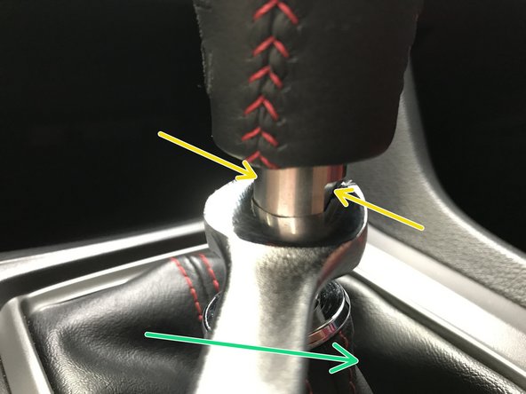 Shift knob orientation incorrectly set as shown