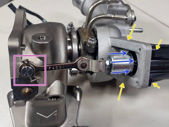Pull WGA to extend arm then pull arm off wastegate flapper arm