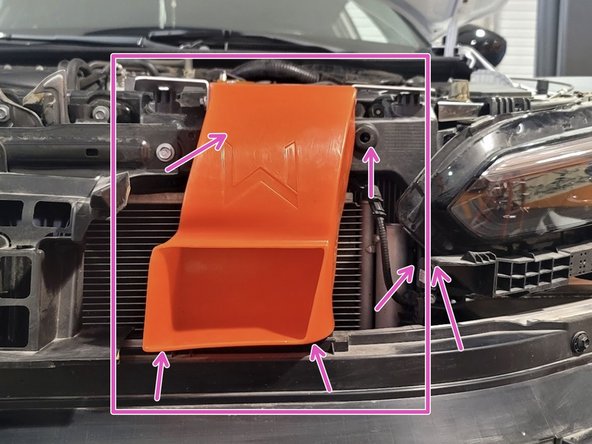 Place Snorkel on vehicle as shown without OEM ducting installed to assess clearance needed