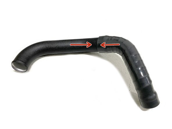 Install the turbo outlet silicone onto the hot side pipe as shown