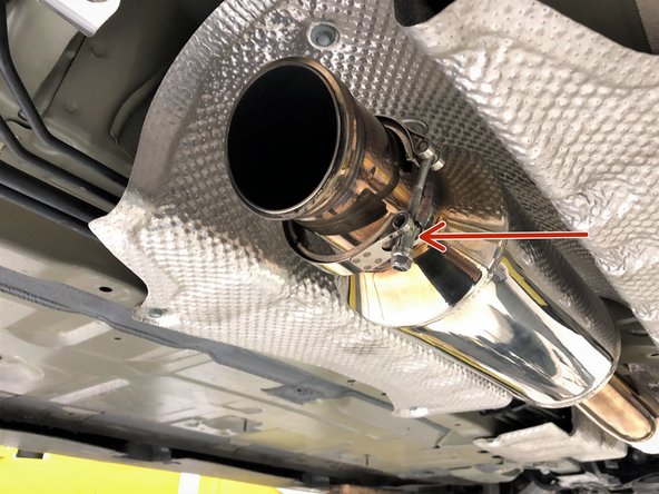 Slide one of the supplied v-band clamps over the end of the 27WON forward mid-section in the approximate orientation shown