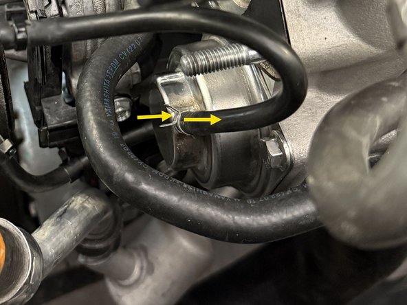 Follow the line down and find the lower clamp holding the hose onto the BPV