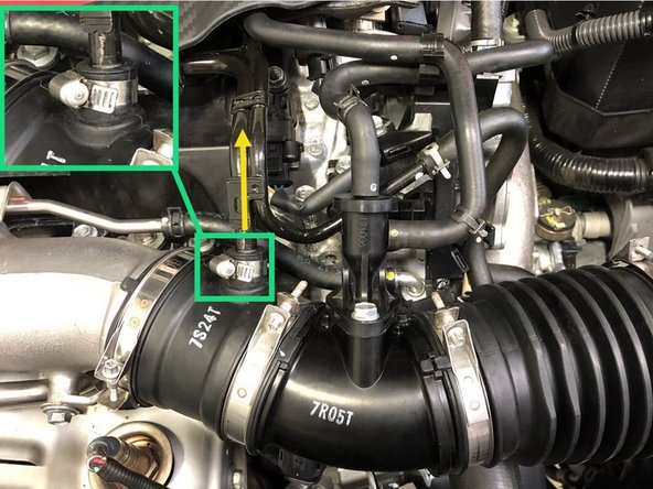Remove the valve cover breather pipe from the intake tube