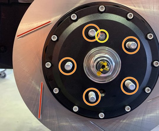 Left Hand side of vehicle shown - locate the Left Hand rotor for install