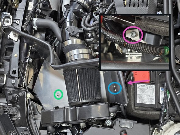 Hand thread the provided M6 flange nut onto the bottom of the bolt as shown