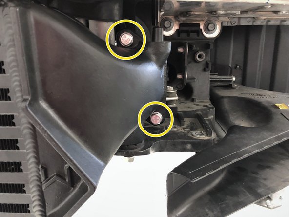 Attach the cold side endtank to the OEM cold pipe using the two supplied M8x1.25x25mm bolts. Tighten the bolts evenly so the flanges come together square