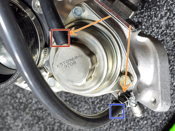 Install the provided silicone vacuum hoses onto the turbo