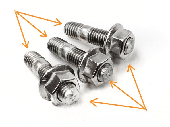 Locate the three (3) provided M10 flange nuts and the three (3) provided M10 studs