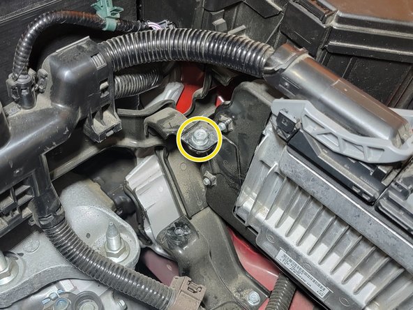 Remove bolt from ECU bracket as shown with 3/8&quot; ratchet, extension and 10mm socket