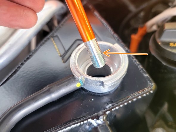 Fully insert dip stick in the cap bung until it stops on bung