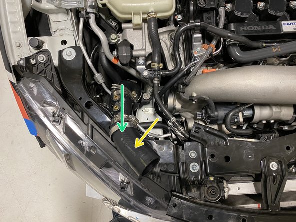 Loosen the bolt holding the OEM hot pipe to the chassis.  Use a 10mm socket, ratchet &amp; extension