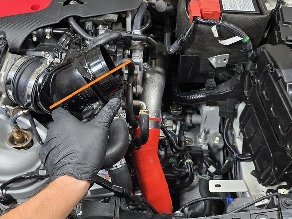 The EVAP elbow will need to be held at this angle for the intake to install easily