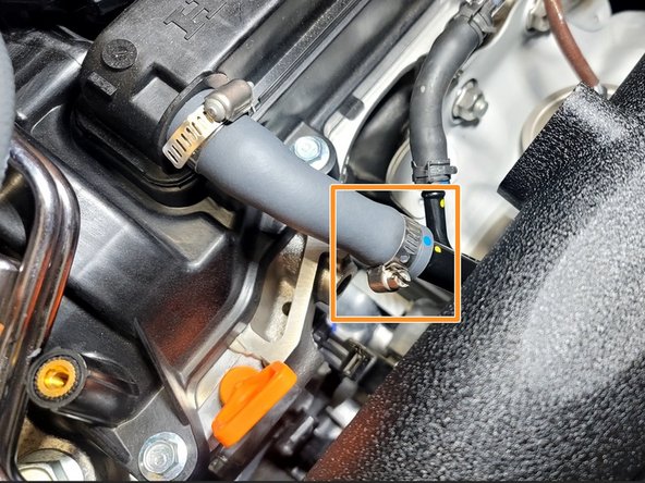 Use provided hose clamp marked 11-20 to secure OE rubber hose to the hardline