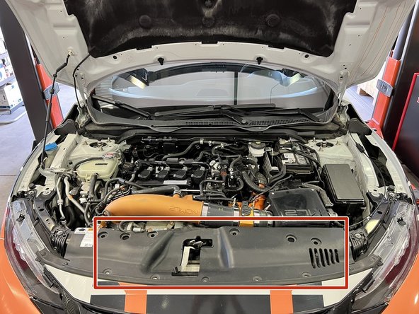 Open the hood to access the OEM radiator shroud