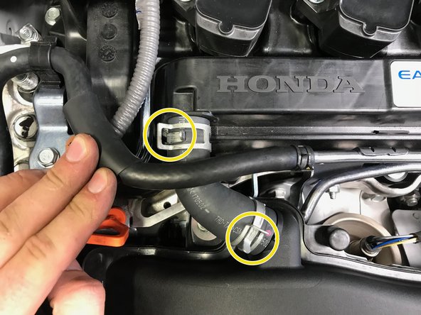 Push the hose onto the valve cover second