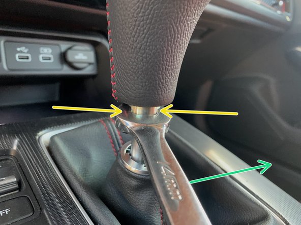 Unthread the shift knob until orientated as shown