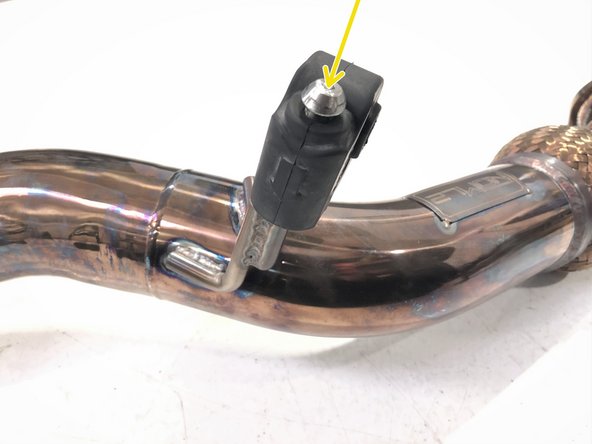 Remove the OE rubber hanger from the OE front-pipe