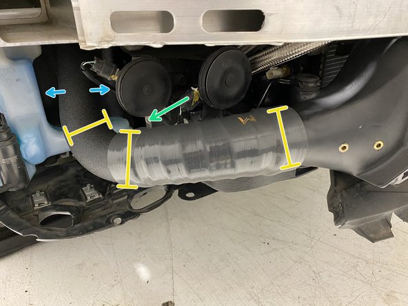 Install the hot side IC inlet silicone onto the hot side pipe