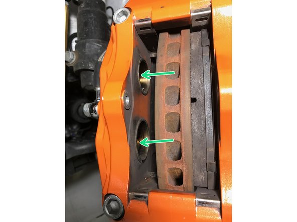 With the brake pad removed you can now access the caliper pistons directly - you will need to fully press the pistons into the caliper to provide clearance for new brake pads