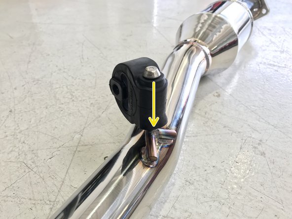 Locate the hanger rod on the 27WON Forward Resonated Mid-Pipe