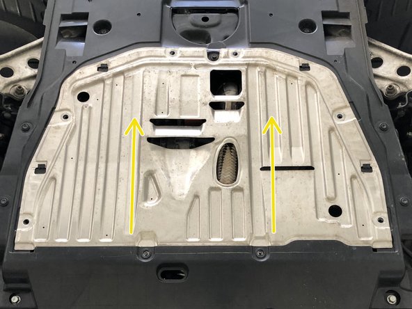 Locate the engine undertray to gain access to the OEM hot side boost tube and lower section of the OEM cold side boost tube