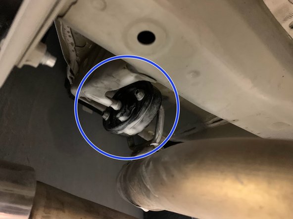 Shown is the passenger side rear hanger, repeat this for the driver side