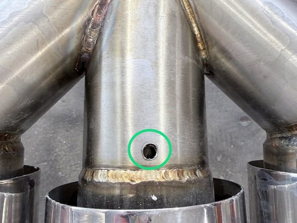 Top down view. Shown here is the exhaust silencer mounting hole lined up correctly with the silencer