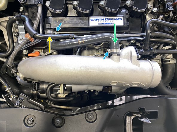 Push the hose onto the valve cover first