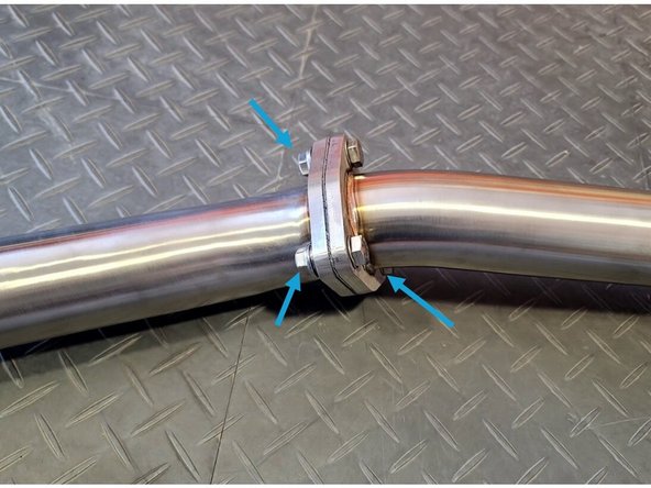 Install 3 sets of hardware as shown  using a 17mm socket and 17mm wrench. Hand tighten the hardware for now