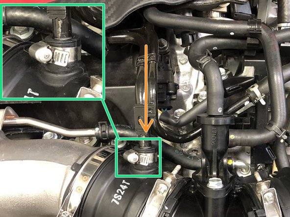 Secure the hard pipe with the provided 14-27mm hose clamp as shown
