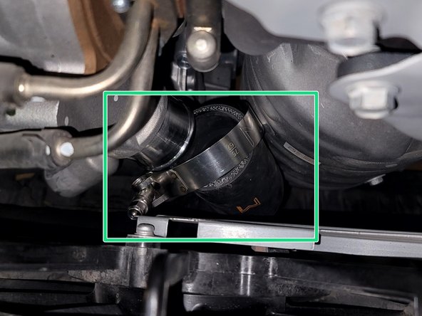 Connect inlet silicone to FMIC end tank. Make silicone hits the bump stop on the end tank