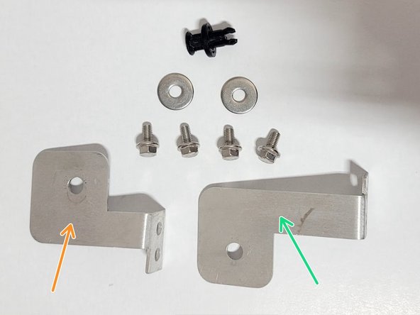 Attach provided left bracket to Snorkel as shown using provided M6 hardware. Let bracket wiggle a bit