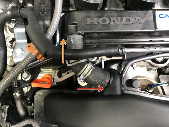 Push the hose onto the TIP first, following the red arrow.