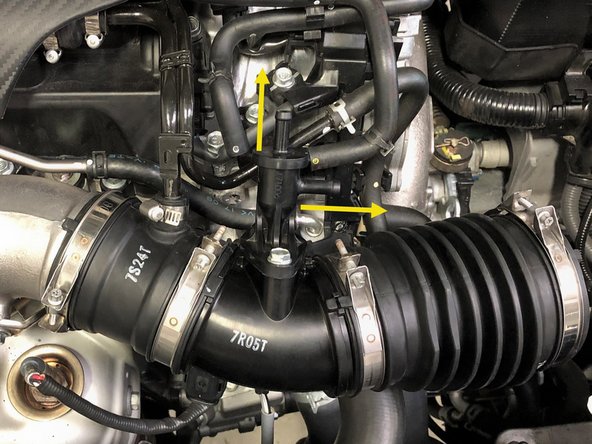 Pull the Boost Feed and EVAP Dump  hoses off the EVAP solenoid