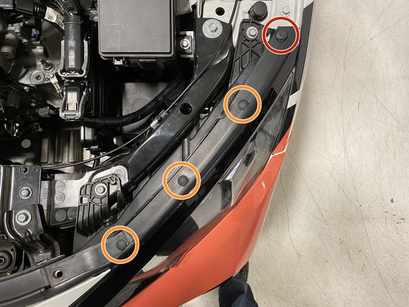 Replace the OEM hood weather stripping on top of the top edge of the bumper and secure with: