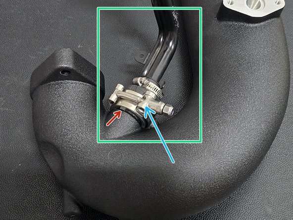 Orientation of the breather hose assembly is important for ease of reinstallation