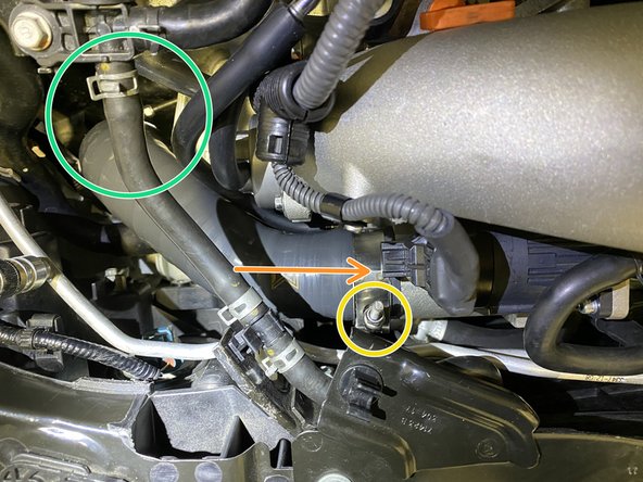 Install a 51-69mm T-Bolt clamp on the turbo outlet silicone as shown