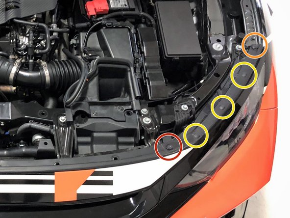 Replace the OEM hood weather stripping on top of the top edge of the bumper and secure with: