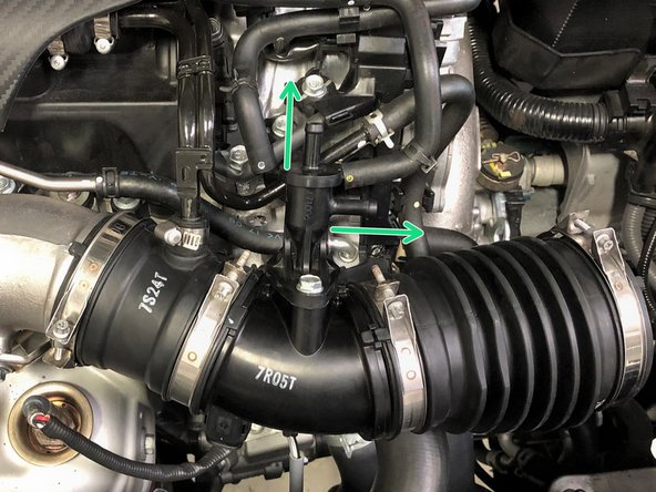 Pull the Boost Feed and EVAP Dump  hoses off the EVAP solenoid