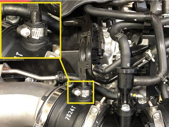 Secure the hard pipe with the provided 11-20mm hose clamp as shown