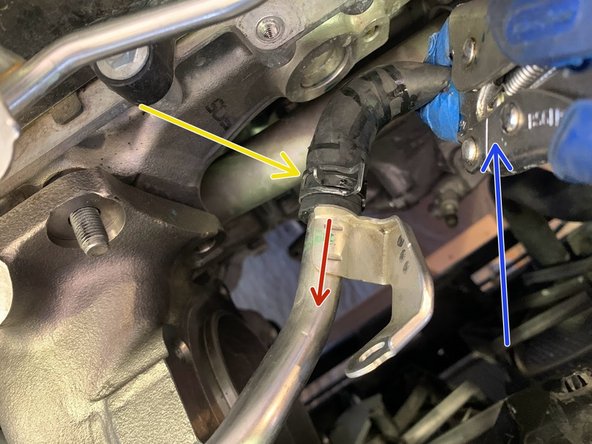 Reconnect the coolant hose to the hard line