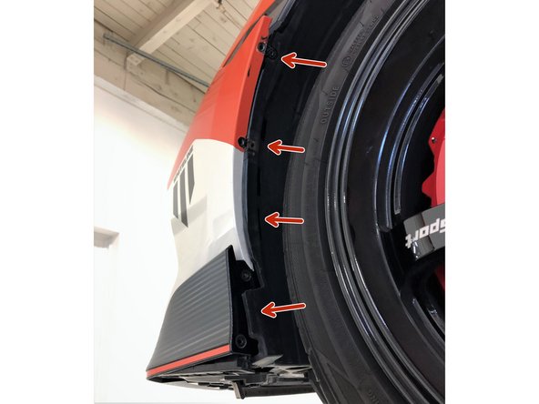 It is common for the fender liner to end up outside of the rear edge of the bumper and front lip as shown in image 1