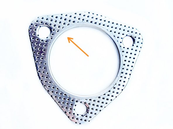 Locate the provided "tri-bolt" gasket for front-pipe installation
